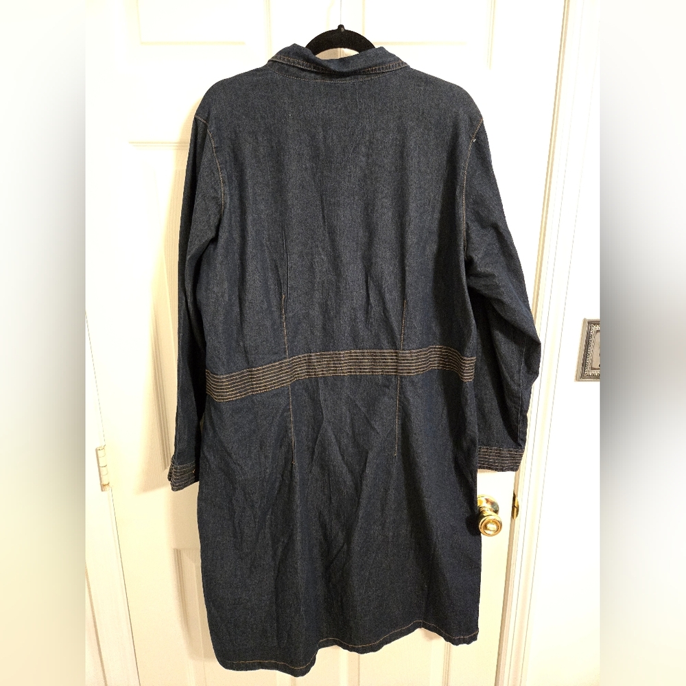 Deja Bleu Women's Denim Button-Up Dress Gold Accents Size 16 Country Western - Picture 2 of 8